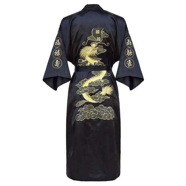 Ethnic Chinese Style Men's Clothing Men's Dalong Bathrobe Bathrobe Dragon Robe Tang Suit Pajamas Nightgown Home Service Embroidered Dalong XL black