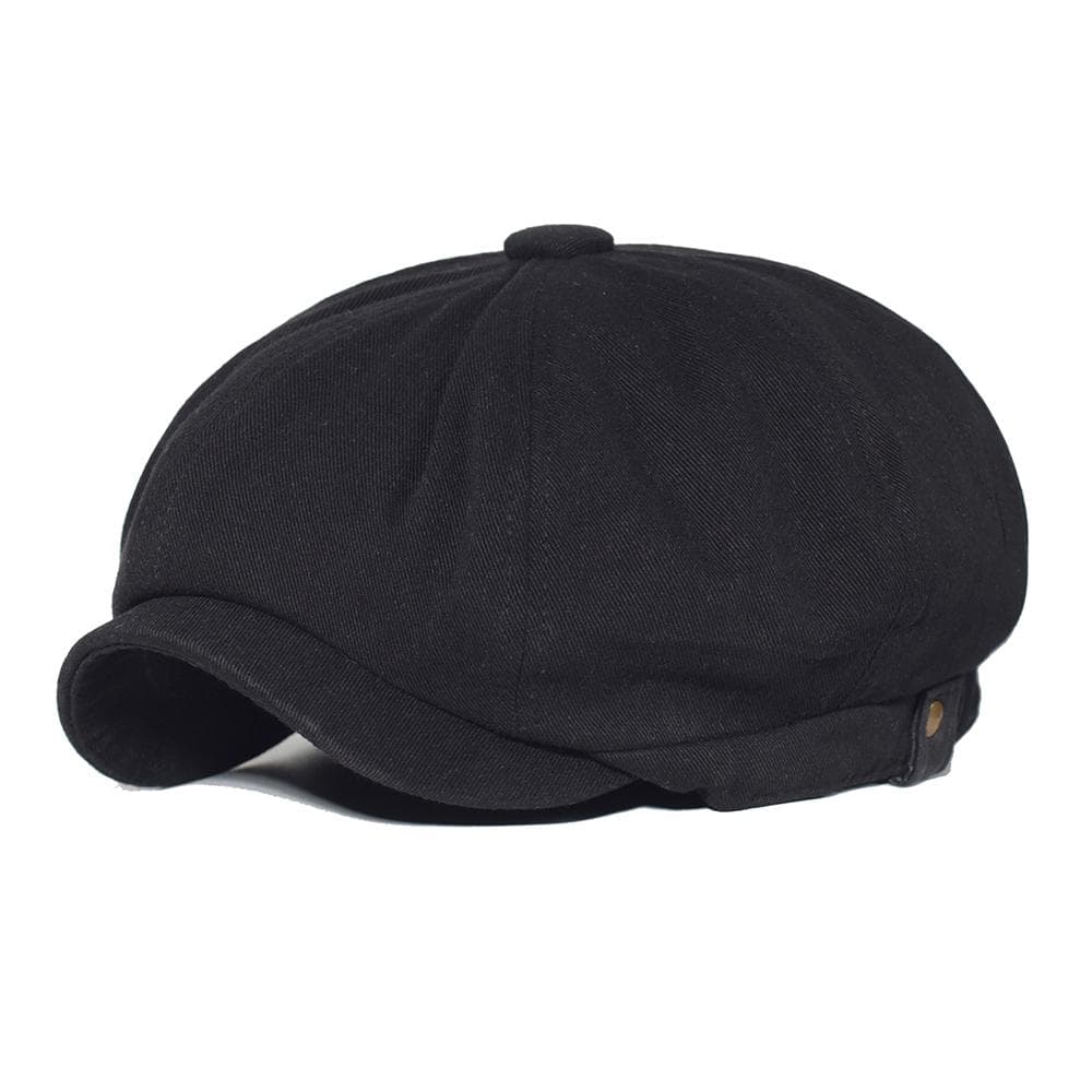 Cotton Newsboy Cap Men Women Gatsby Retro Hat Driver Flat Caps Spring Autumn Casual Beret Cap Solid Soft Driver Flat Caps One Size black