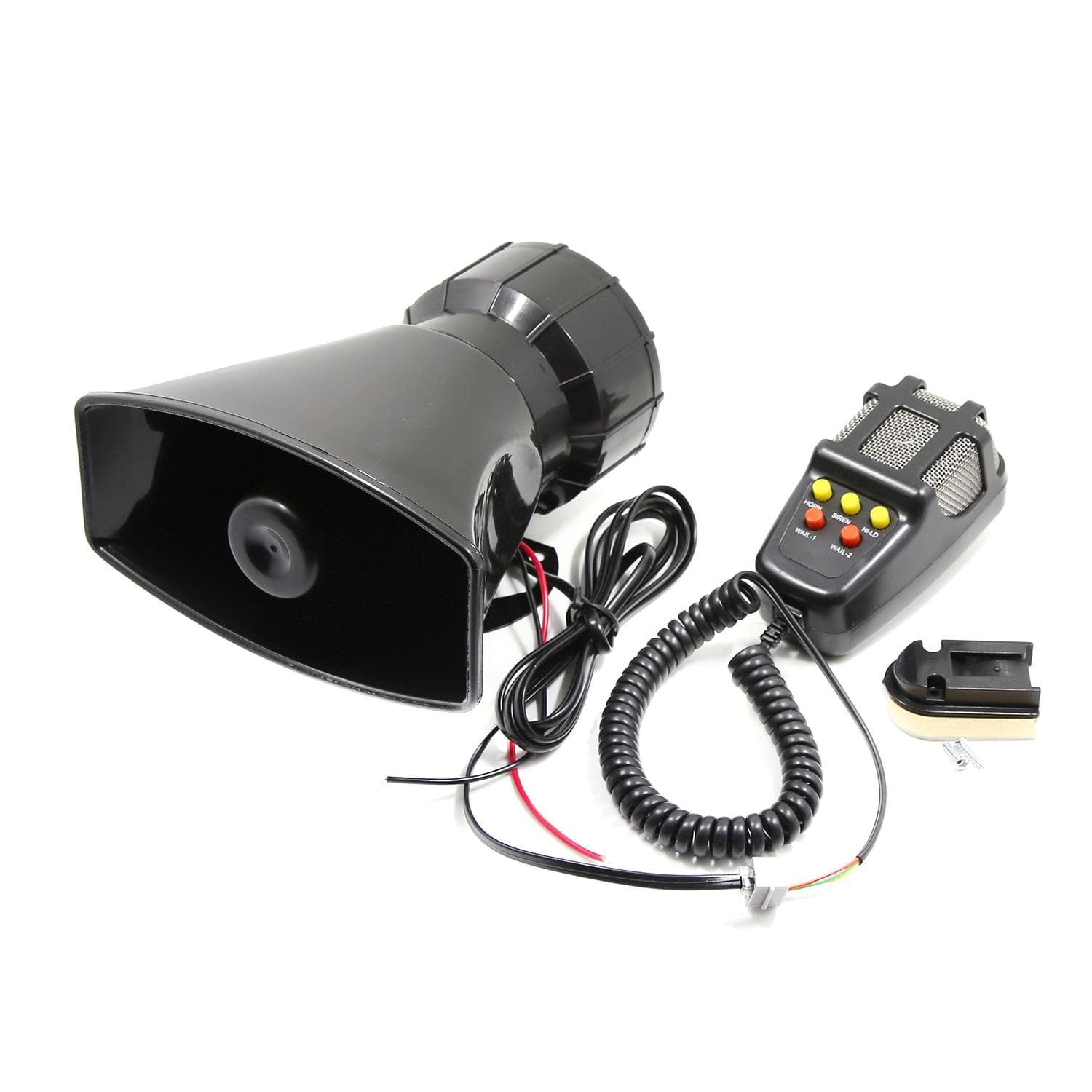 Car Megaphone 5 Tone Alarm Horn 12V 110dB Loud Speaker Fire Alarm Ambulance Blaring Police Siren black