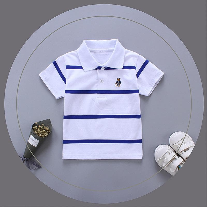 Summer Children's Clothing, Big Children's Lapel Striped Short-sleeved POLO Shirts, Boys and Girls T-shirts 105cm