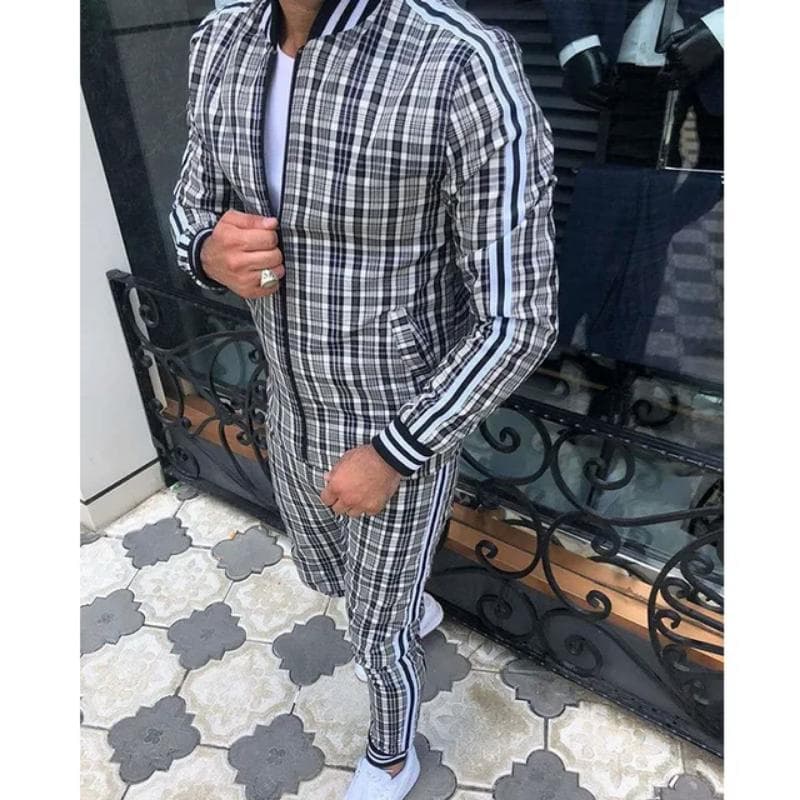 New Gentlemen Tracksuit Set Jackets Sets Men Suit Men Fashion Tracksuit Sportsuit Men Sweatshirts Sportswear Coat+Pant L 175cm