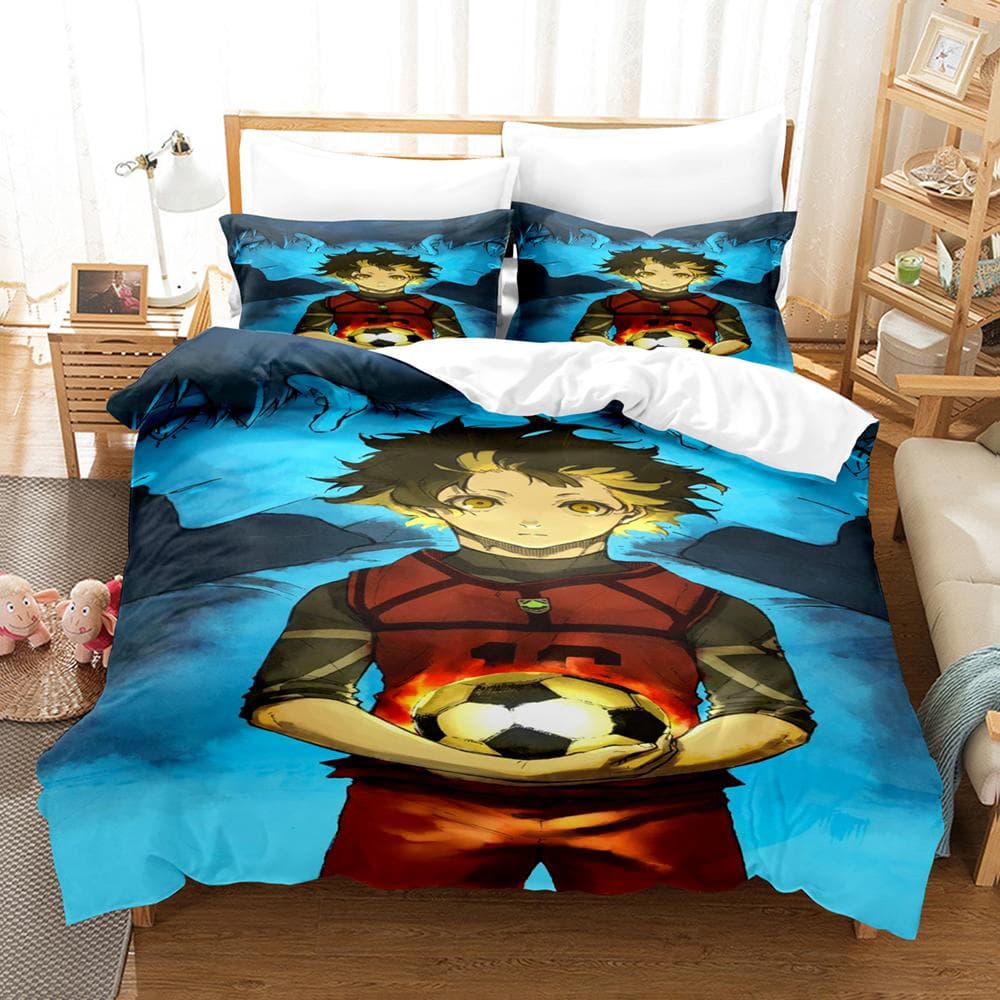 Anime Bluelock Football Junior Japanese Cartoon Bedding Set Duvet Cover With Pillow Cover Bedroom Decoration Bed Set Queen Size EU Single(135x200cm)