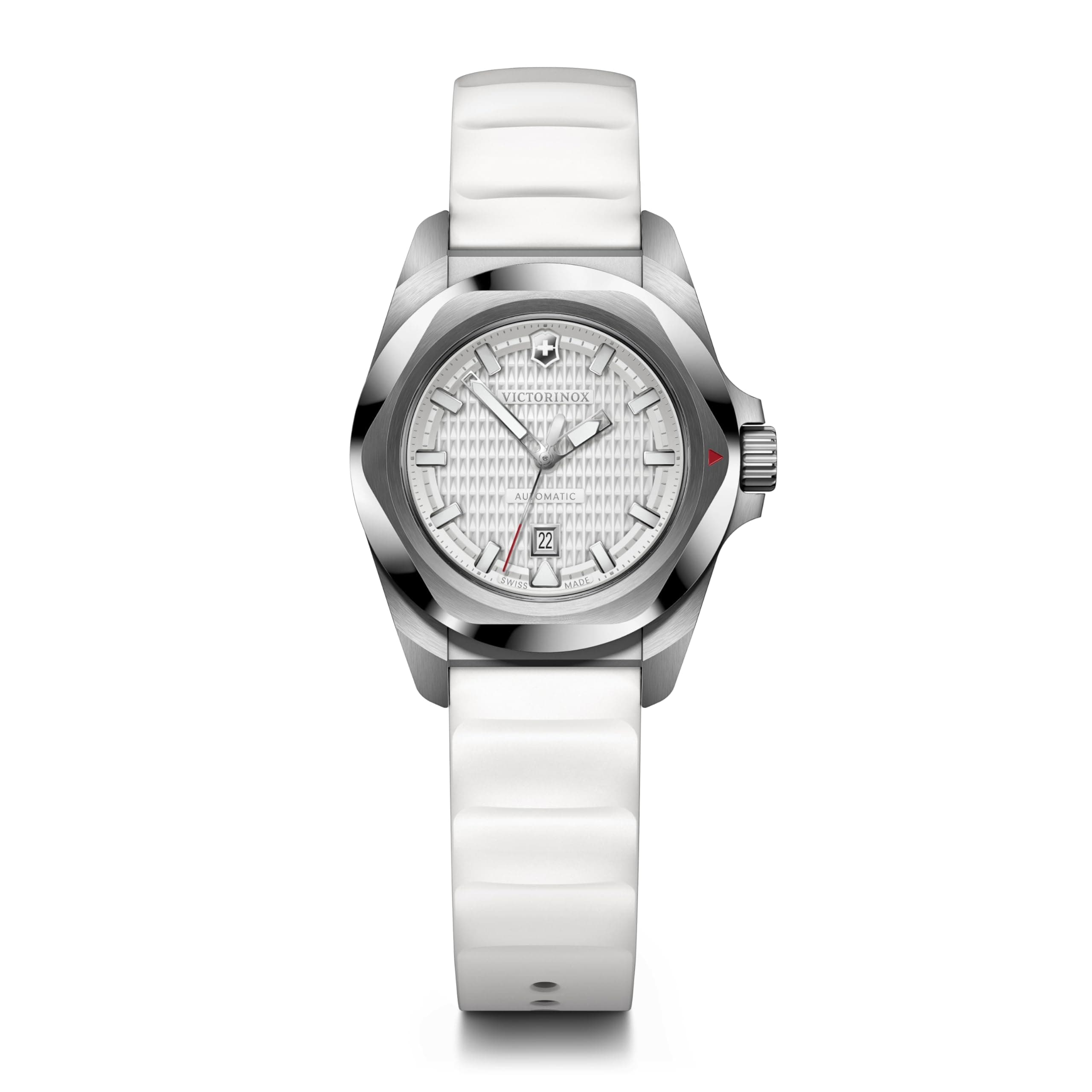 VICTORINOX SmallAuto Automatic White White Rubber 100m Water Shock Interchangeable Swiss Inox I.N.O.X. Women's Watch, 32mm, Dial, Strap, Analog,