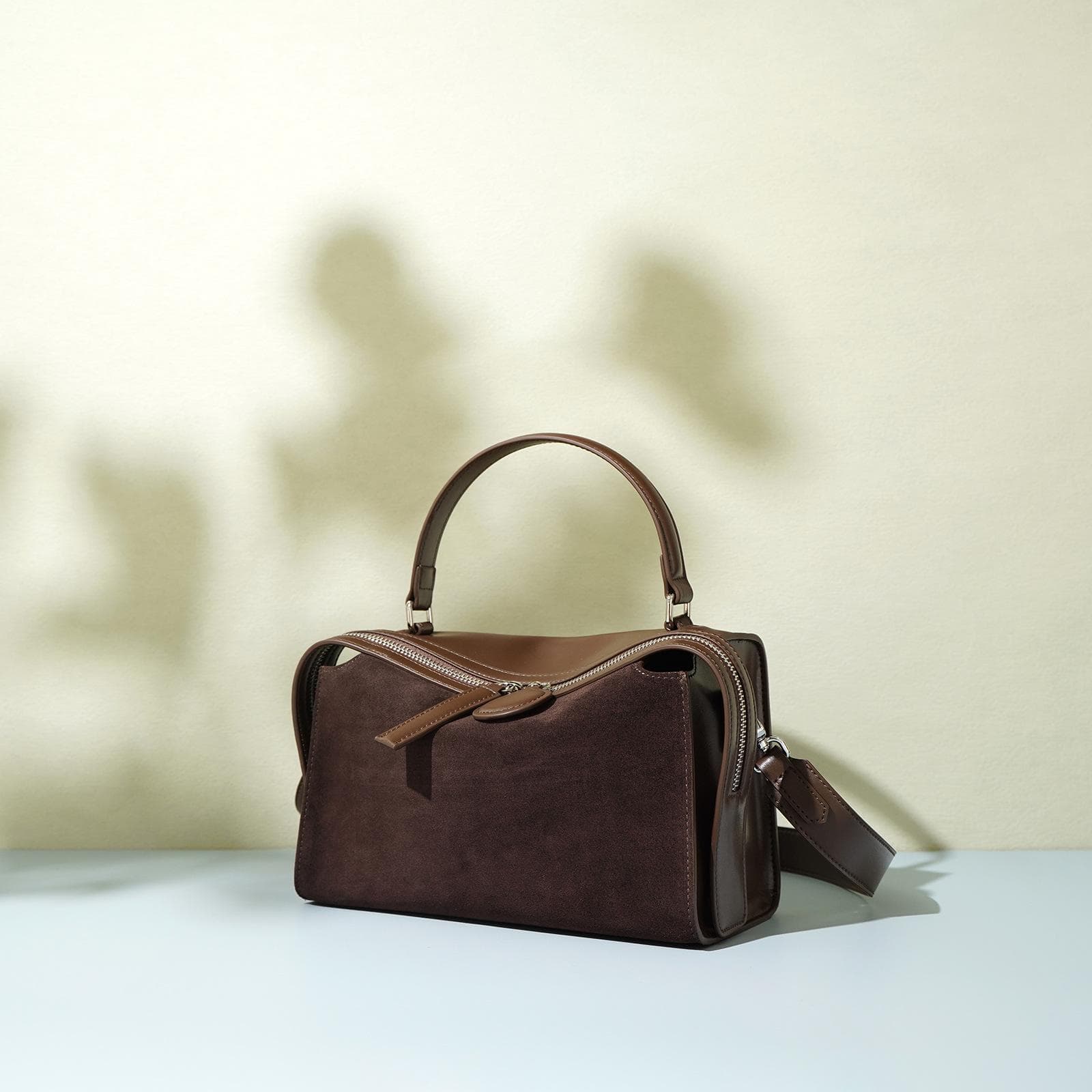 High-end Fashion Boston Matte Leather Women's Bag Versatile Handbag Brown Coffee Color