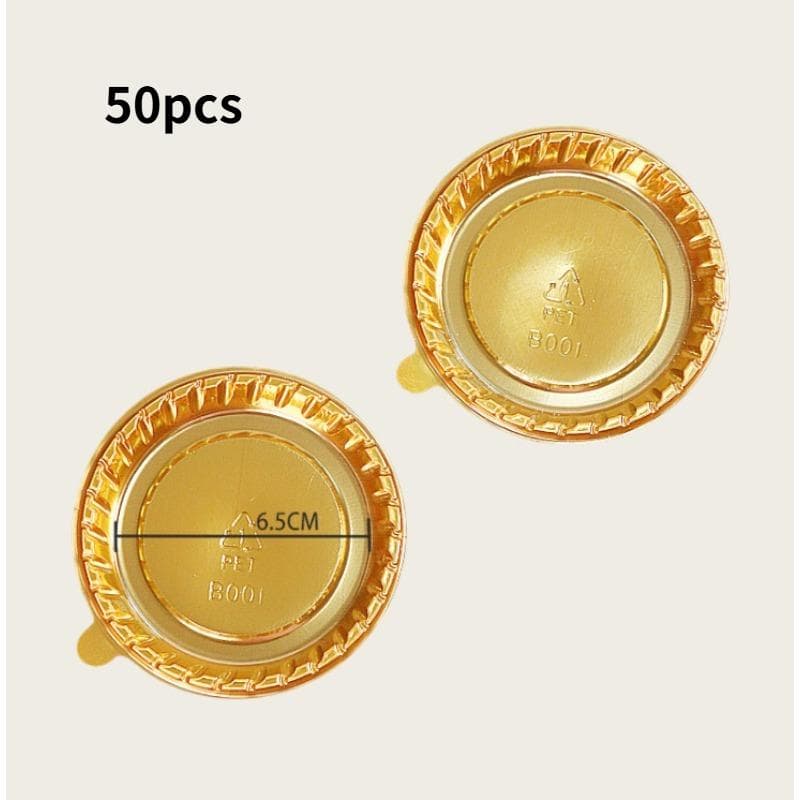 Plastic Mini Cake Dessert Trays With Metal Base, Suitable For Cake Decorating & Party Round-50pcs gold
