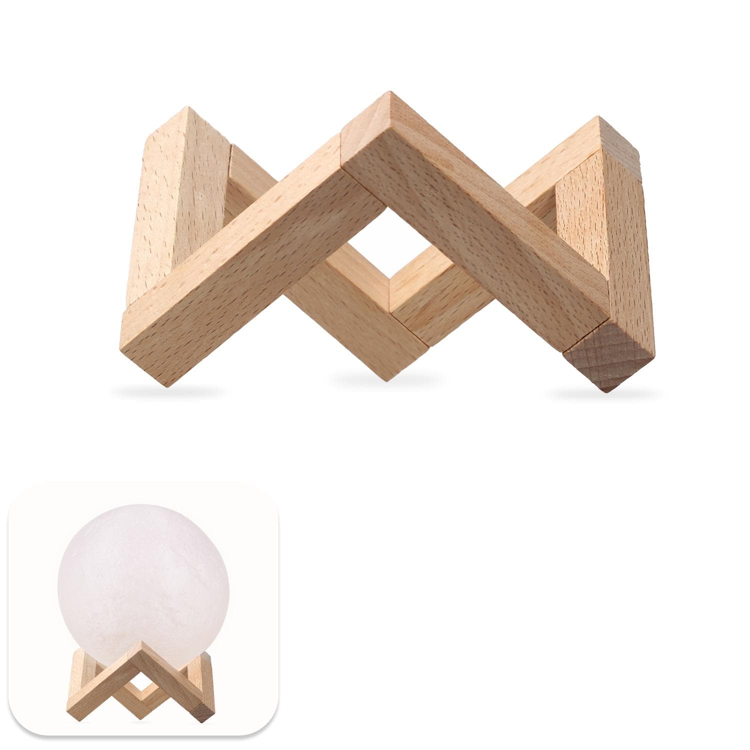 Wood Bracket Moon Lamp Holder Detachable Wooden Stand for 3D Printing Moon Lamp Ball Shaped Night Small Size