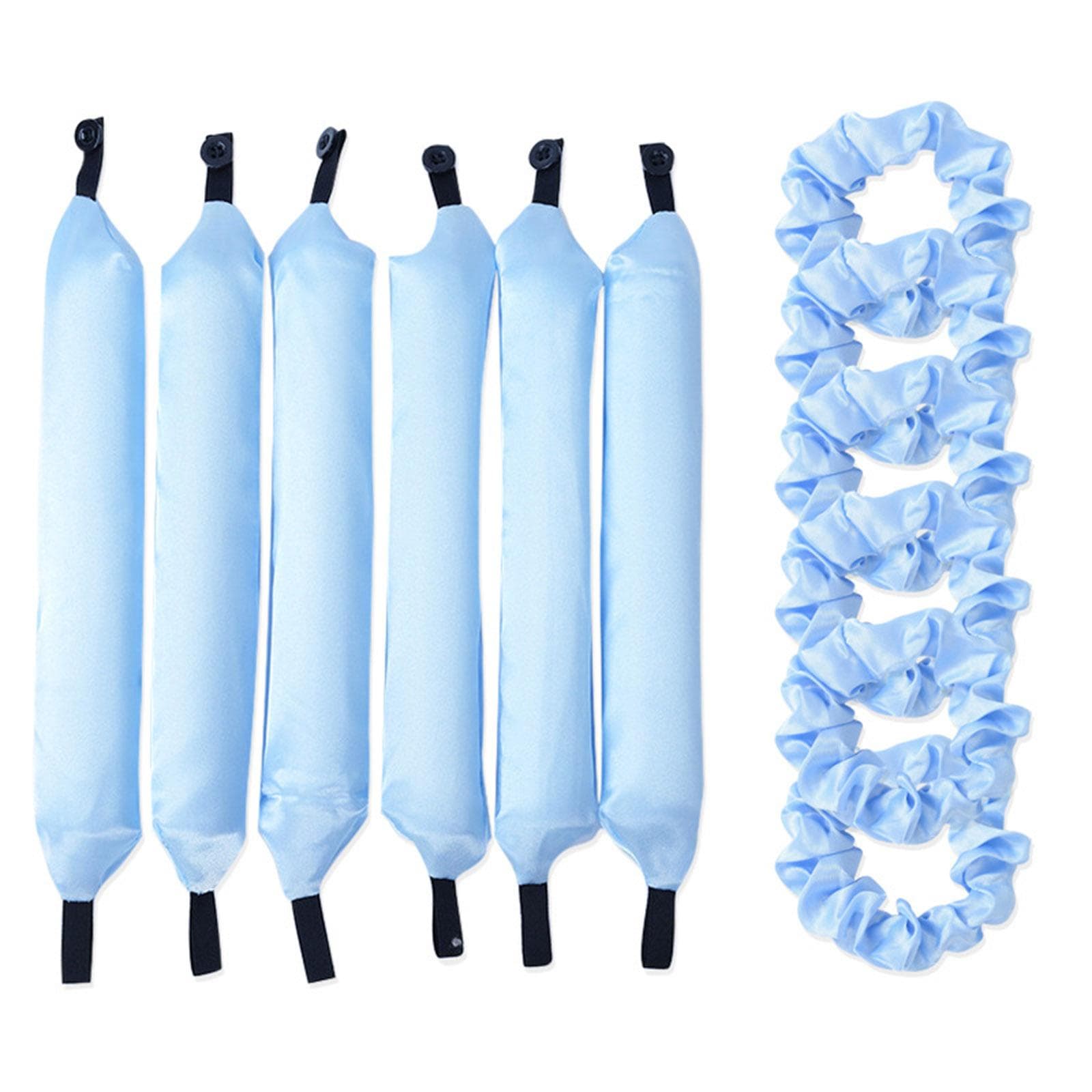 6PCS Lazy Hair Curler Set with Button Foam Rollers Big Wavy Curling Tube Foam Hair Curling Tool with Hair Bands black