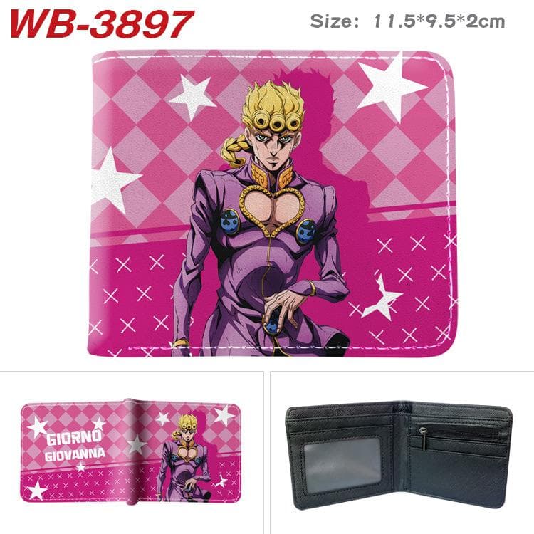 JoJo's Bizarre Adventure Wallet PU Leather Bi-Fold Purse With Coin Pocket Card Holder 2 fold