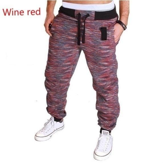 Men's Camouflage Trousers Jogging Trousers Sports Pants Fitness Sport Jogging Army L wine red