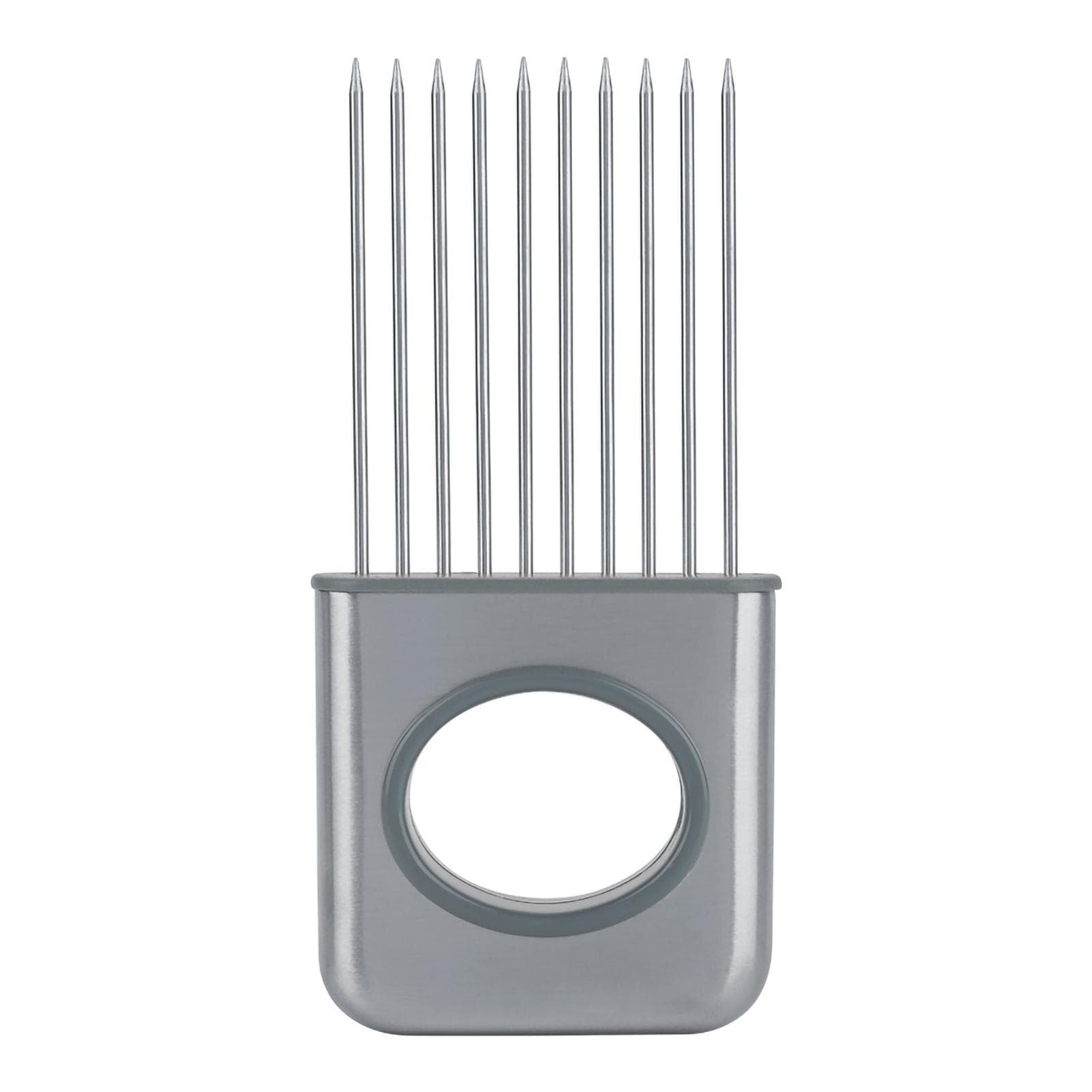 Stainless Steel Onion Holder Fruits Veg Meat Cutter Slicer Peeler Chopper with 10 Prongs