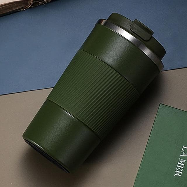 380ml/510ml Double Stainless Steel Coffee Thermos Mug with Non-slip Case Car Vacuum Flask Travel Insulated Bottle 380ml green