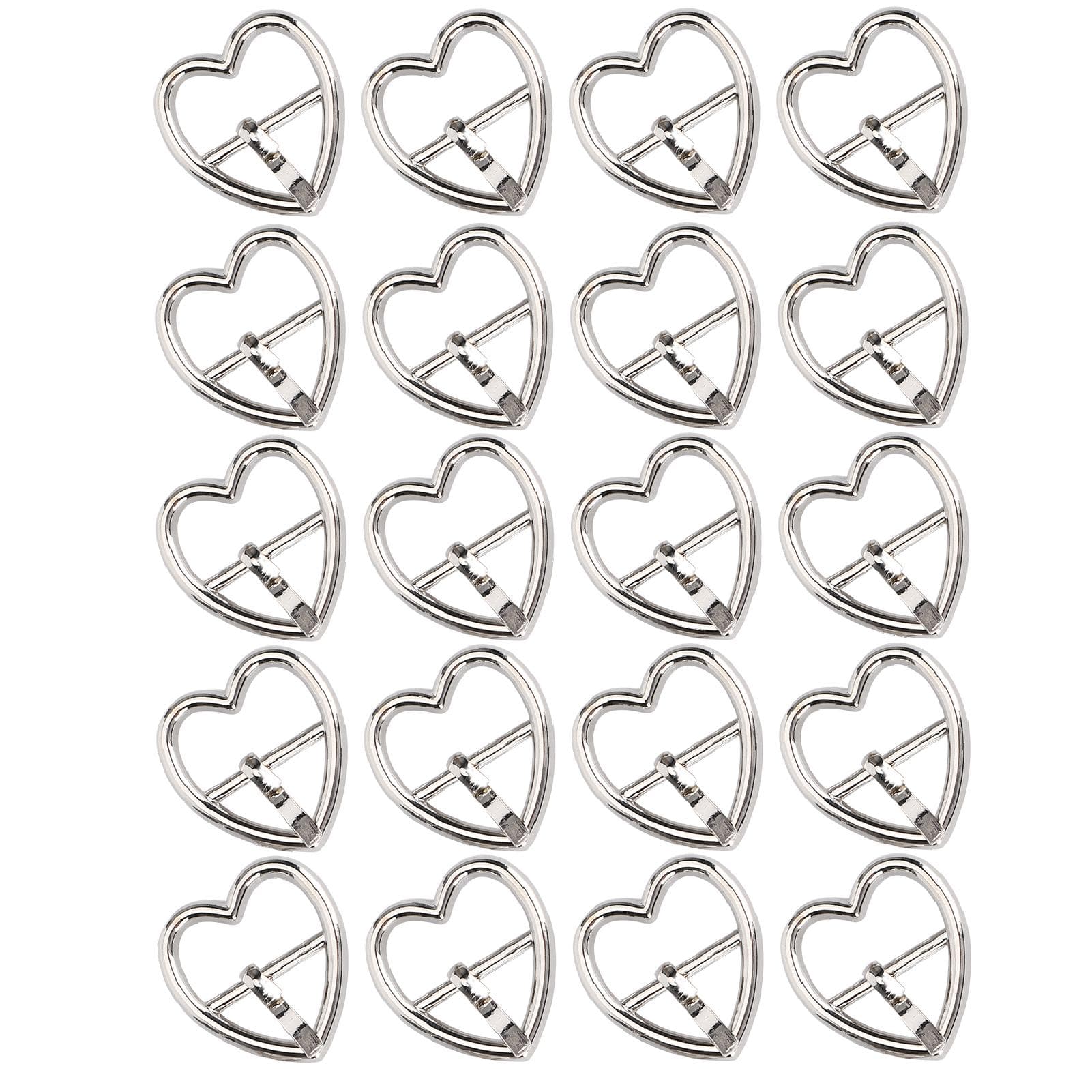 20Pcs Heart Shaped Buckle DIY Clasps Hairpins Clothing Bags Garment Decorative Pendant