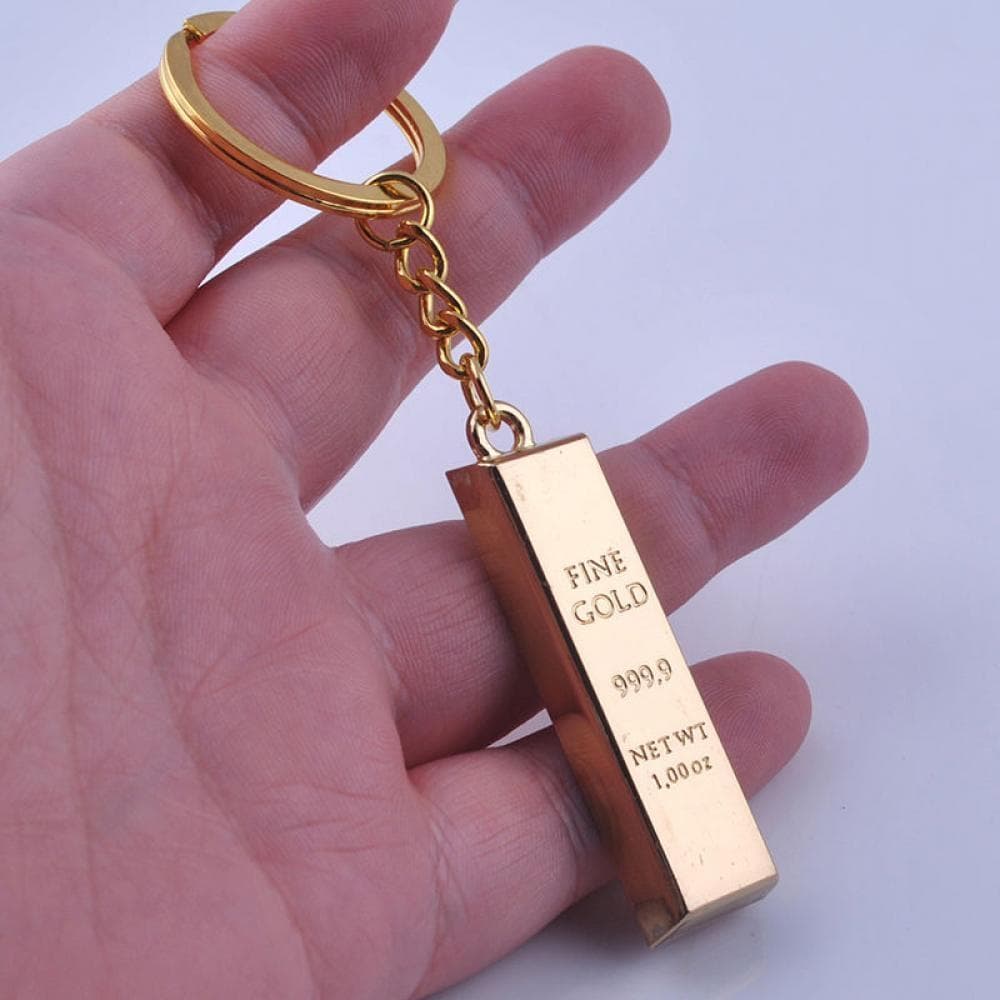Car-styling Metal Key Holder Creative Gold Bar Keychain Key Chain Auto Pendant Auto Accessories Car Keyring Bullion Key Rings gold