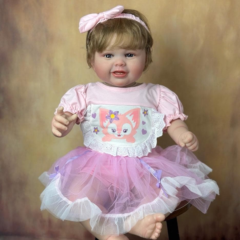New 60 CM Reborn Baby Finished Hand-Detailed Doll Toy 3D Paint Skin Silicone Toddler For Girl Realistic Dress Up Princess Bebe