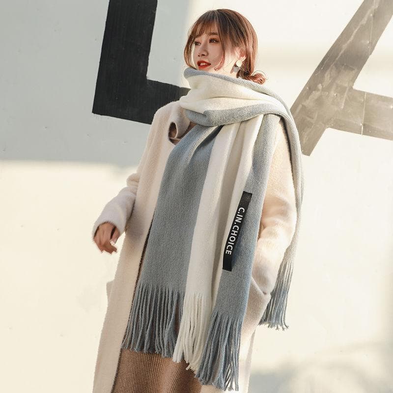 Scarf Female Winter Korean Version of All-match Autumn and Winter Students Cute Thickening Couple Shawl Ladies Bib One size
