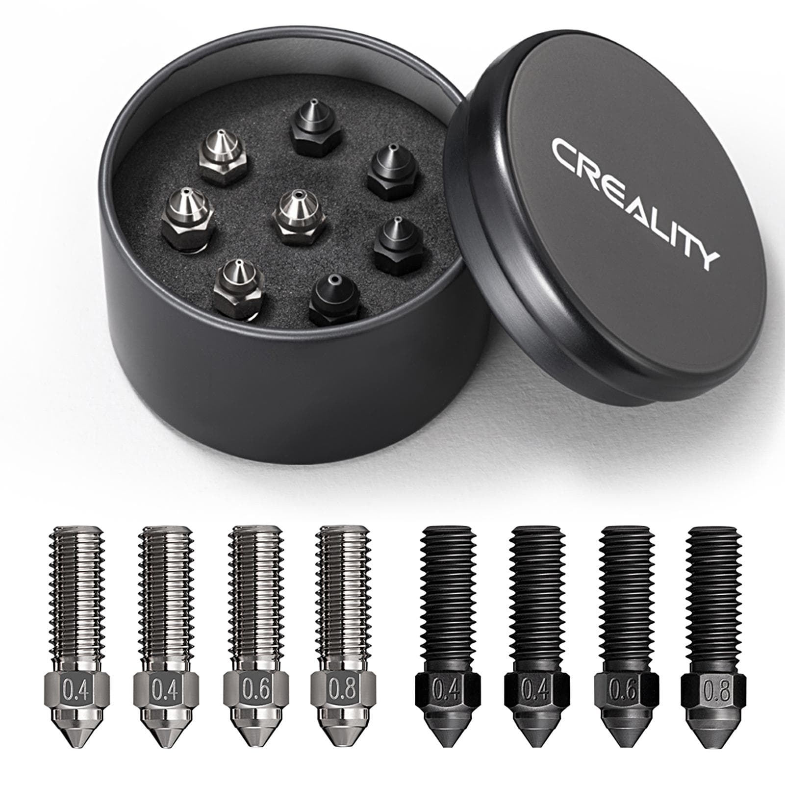 CREALITY New Copper Alloy and Hardened Steel Nozzle K1 Nozzle Kit Supporting High-speed Printing black