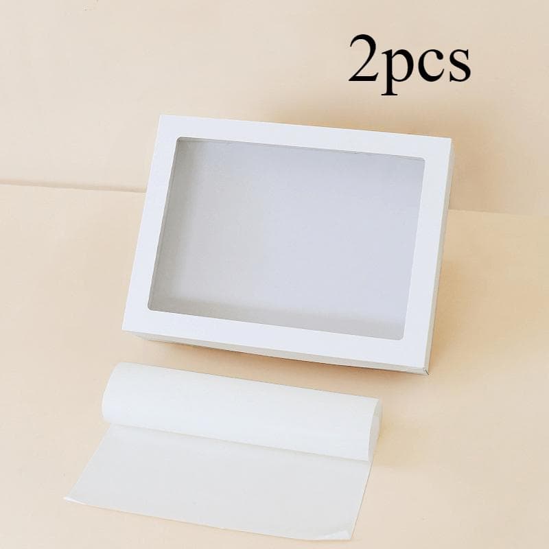 2pcs Window Opening White Card Camping Picnic Boxes Disposable Dessert Cake Boxes Spring Outings Outdoor Family Gatherings Kitchen Packaging Boxes large size