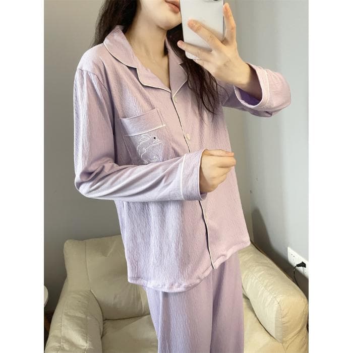 Women's Pajamas New Autumn Spring Long Sleeve Soft Sleepwear Set Bear Cartoon Pyjama Woman Home Nightwear Set Cardigan XXL