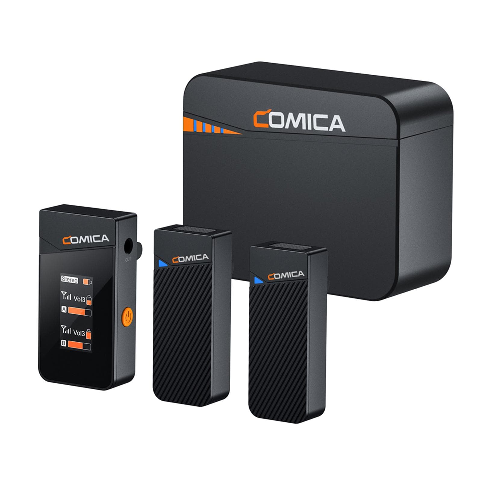 COMICA Vimo C3 Wireless Microphone System with 1 Receiver & 2 Microphones 200M Transmission Range 4 with a charging case black
