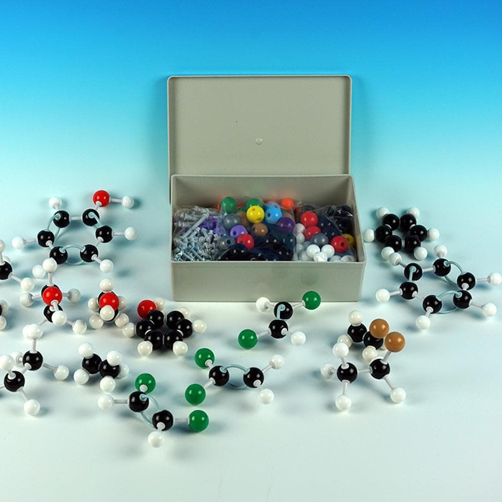 444PCS Molecular Model Kit Set (196 Atoms Model+244 Link Keys+ 3 Orbitals +1 T ool) Portable for 444pcs