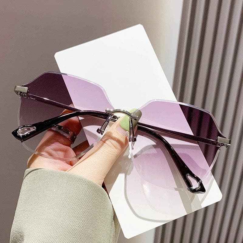 Ultra-lightweight frameless sunglasses for women with finely carved copper temples stylish and comfortable DS-8195