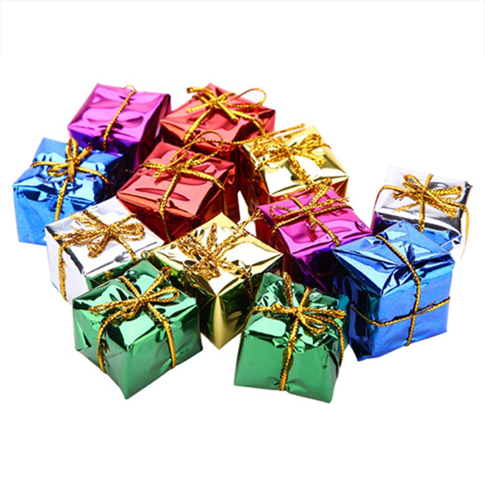 12PCS Gift Box Pendant Hanging Ornament for Christmas Tree Xmas Parties Decor