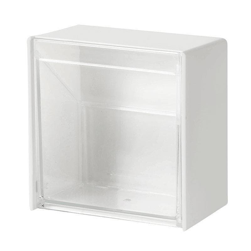 Plastic Wall Mounted Storage Boxes Dustproof Bathroom Organizer Makeup Adhesive Small Jewelry Holder Box white