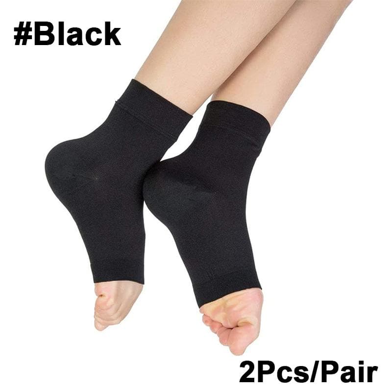 1Pair Ankle Compression Sleeve Socks for Women Men 30-40 MmHg Compression Ankle Support Brace Open Toe Socks for Relief Massage S black