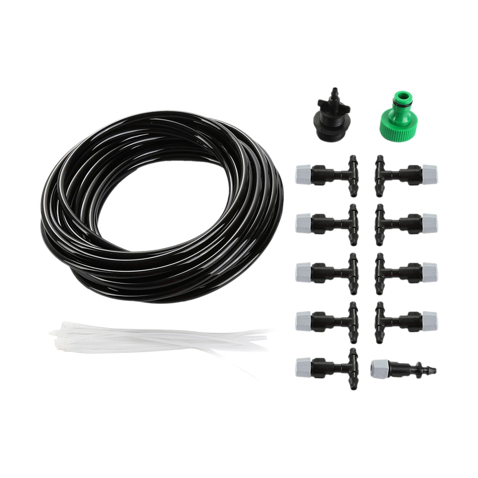 10M/32.8FT DIY Misting Irrigation Kit with Hose Nozzles Quick Connectors Self-Watering System black