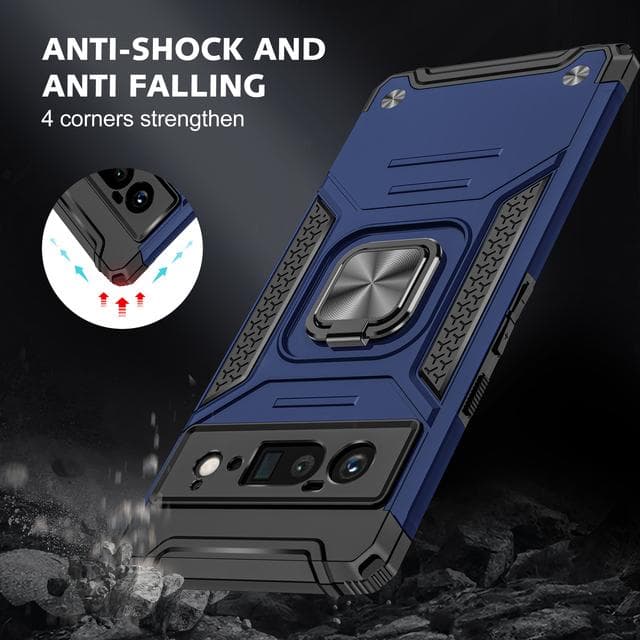 For Google Pixel 6 Pro Stand Holder Ring Casing Case For Google Pixel 6 Pro Pixel6 Shockproof Protective Cover for Pixel 6 Pro navy blue