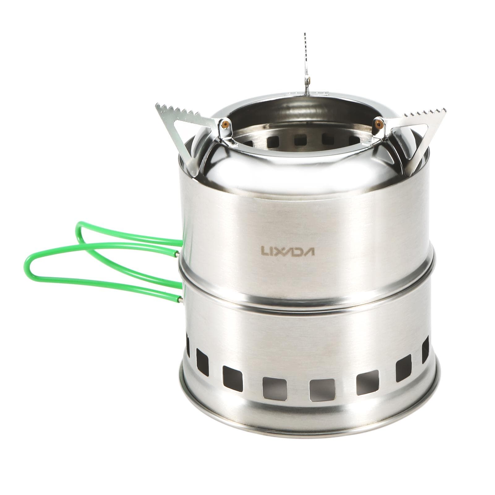 Lixada Folding Stainless Steel Camping Stove Portable Outdoor Wood Burning Stove with Foldable Handles and Alcohol Tray