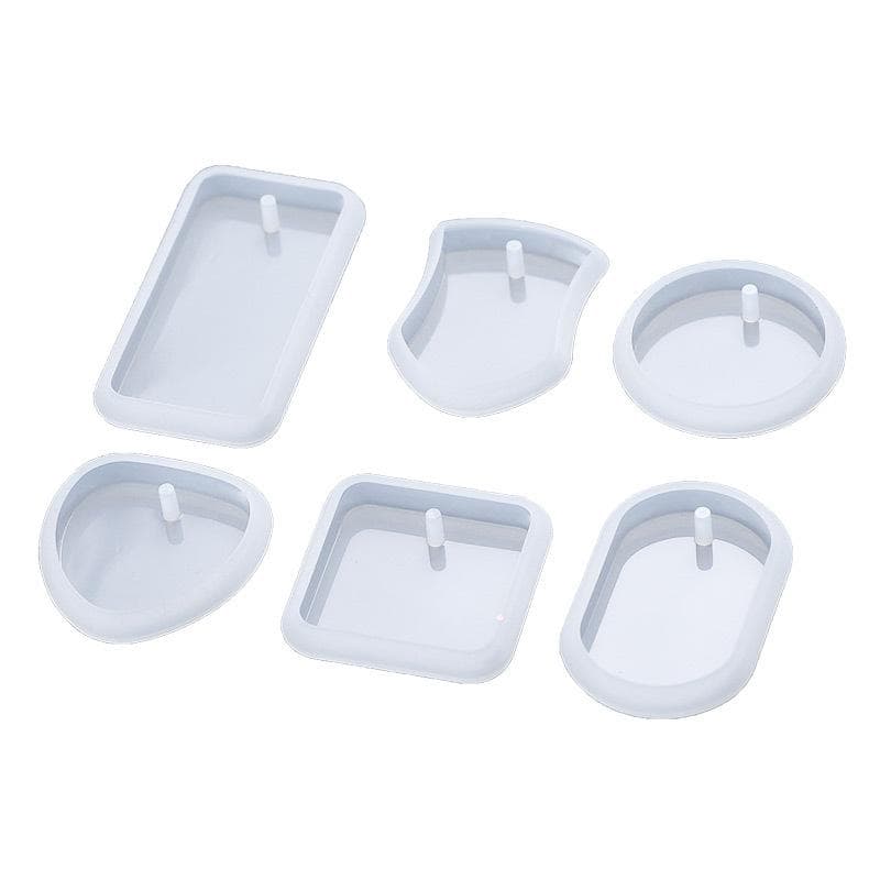 6pcs DIY Keychain Pendant Silicone Mold Set Crystal Epoxy Resin Mold Round Rectangle Pendants Jewelry Making Casting Mould 6pcs/set