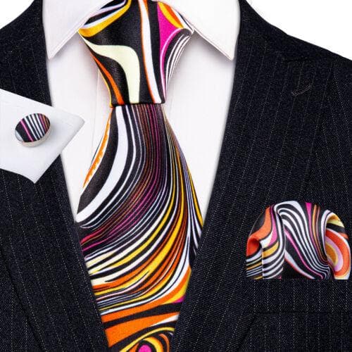 198 Colors Mens Silk Tie Black Blue Red Necktie Hanky Cufflinks Wedding 3PCS Set N-1277