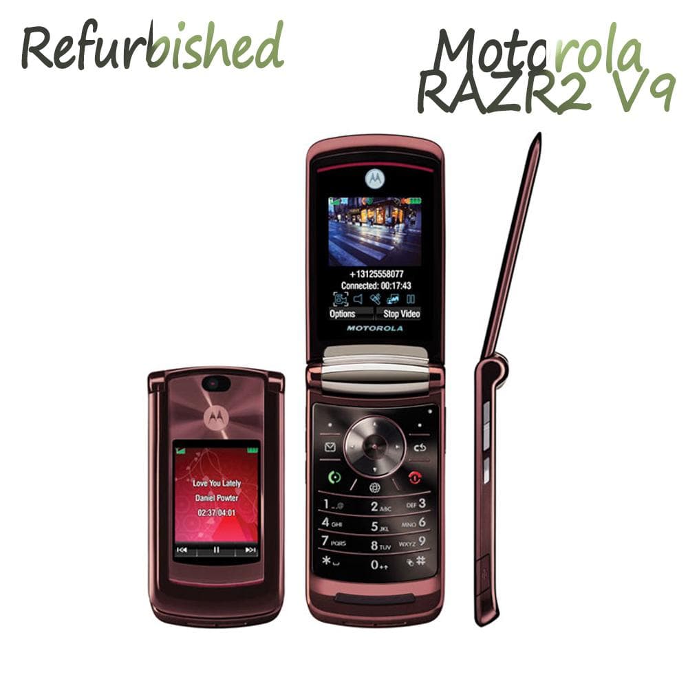 Refurbished Original Motorola RAZR V9 2MP 3G 2G Cellphone With 1 SIM simple set black