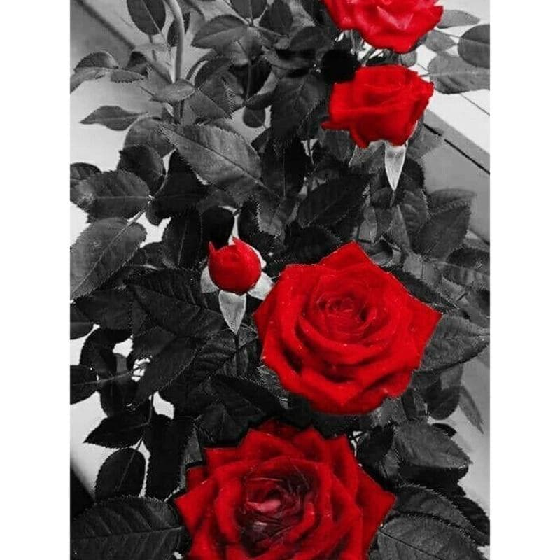 5D Diamond Painting Flower Cross Stitch Red Rose Handmade Diamond Embroidery 20X30CM