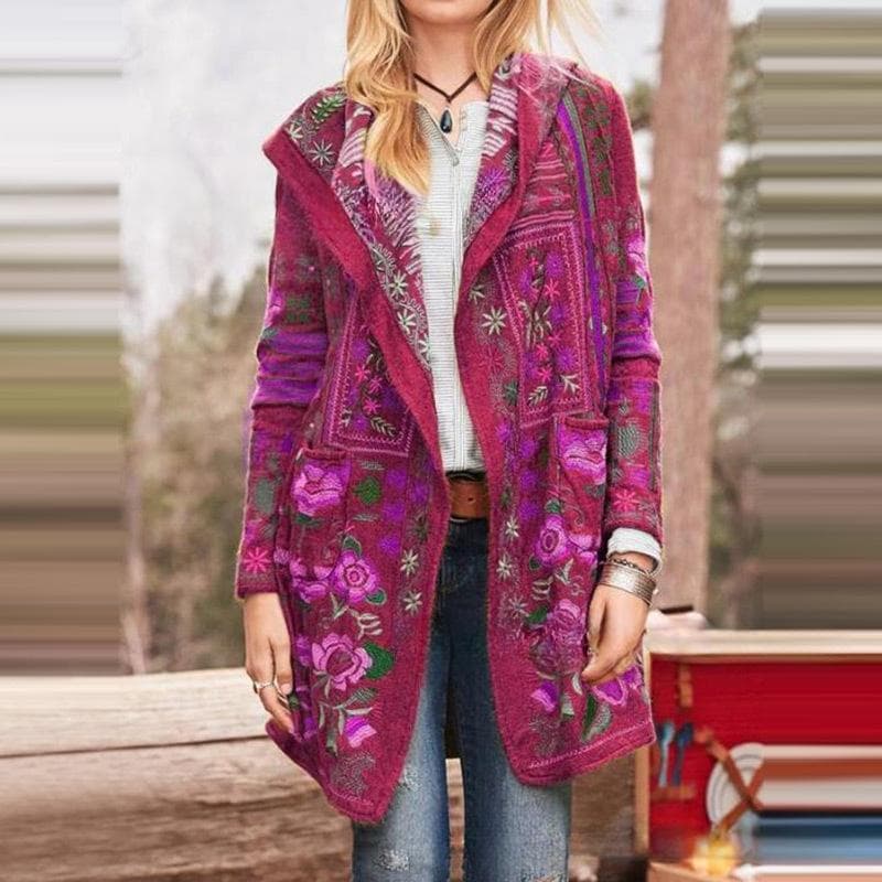 Women's Winter New Temperament Commuter Print Casual Long Sleeve Jacket Women M