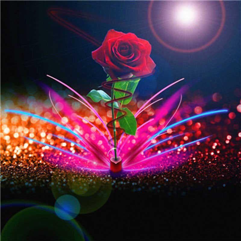 5d DIY Diamond Painting Red Rose Flower Cross Stitch Diamond Embroidery Scenery Patterns 30x30CM
