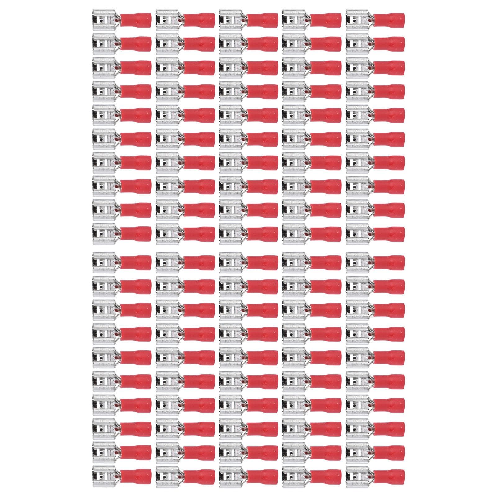 100Pcs Insulated Spade Wire Connector Copper PVC Electrical Crimp Terminal for Household