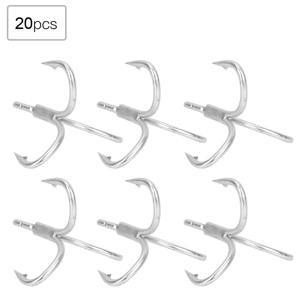 Fishing Hook Sharpened Barbed High Strength Metal Treble Hooks Fishhook (20pcs*6#)