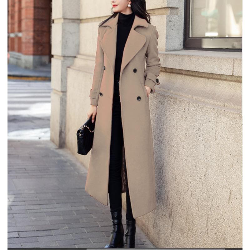 Autumn and Winter Thickened Woolen Women's Coat Extended Coat M