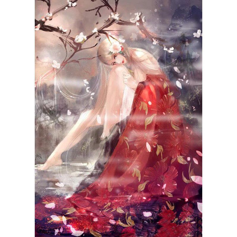 5D Beautiful Girl DIY Diamond Handmade Cross Stitch Gift Bedside Background Decor 20X30CM