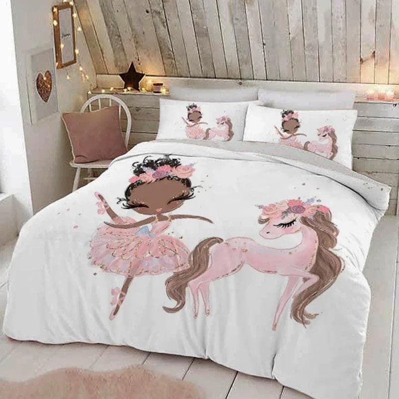 Lovely Princess kids Bedding Set 150x200 Castle Duvet Cover Pillowcase Bed Cover For Girls Twin Single Size Quilt Cover 240x220 135X200cm-2pcs