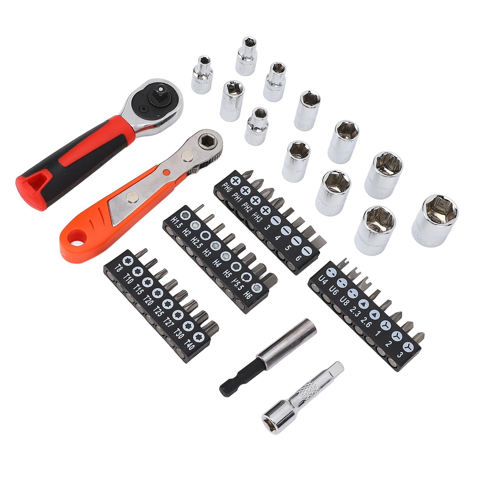 Ratcheting Screwdriver Set 48 in 1 Ratchet Wrench 14in Socket Slot Cross Screwdriver Bit Household
