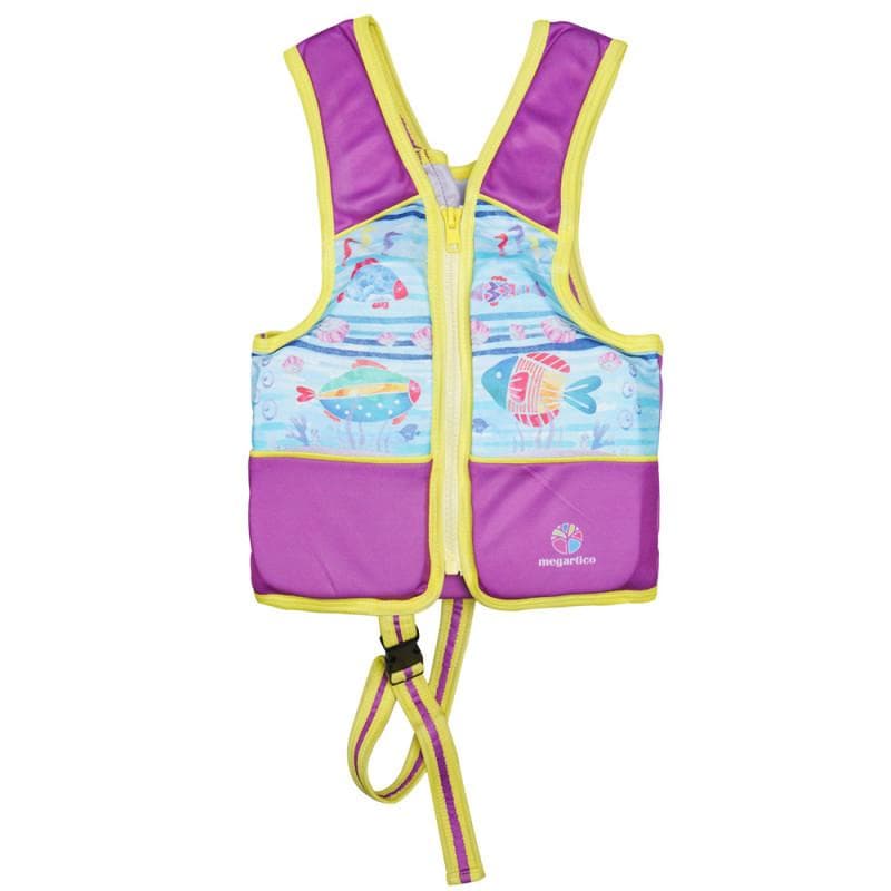 Summer Children Sleeveless Zipper Swim Life Jackets Kids Boys Girls Adjustable Life Vests Cartoon Balanced Flotation Swimsuit 4-5 Years