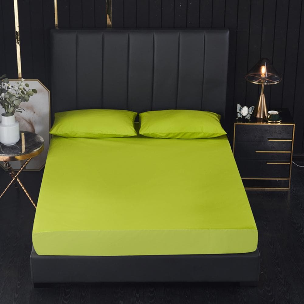 100% Waterproof Fitted Bed Sheet With Elastic Band Anti-Slip Cover Mattress Protector For Single Double King Queen160 180 200 2PCpillowcase48x74cm green