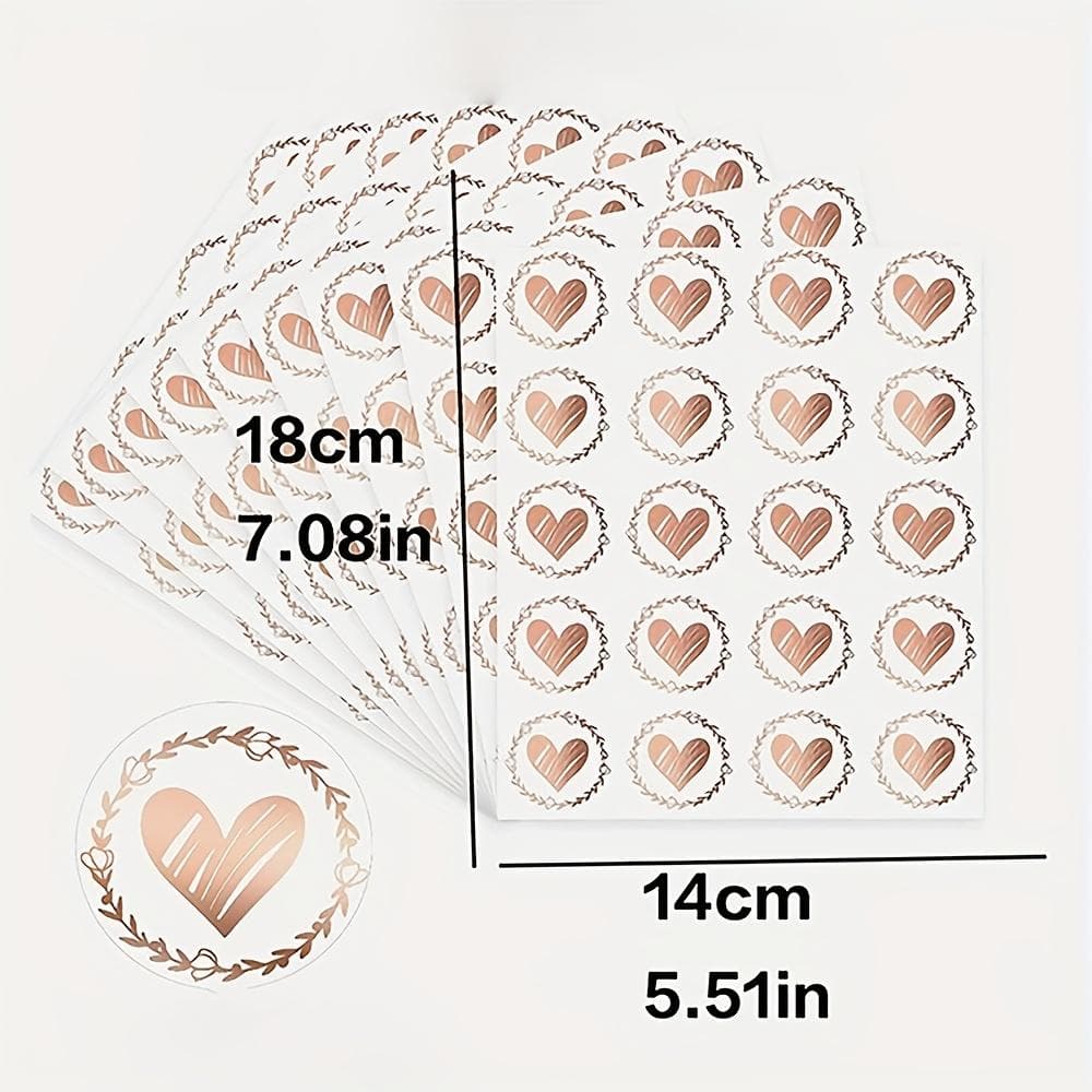 20Pcs/Sheet Heart Adhesive Packaging Label, Wedding Invitations Heart-shaped Envelope Seal Stickers, Gift Bag Packaging Box Sealing Stickers rose gold