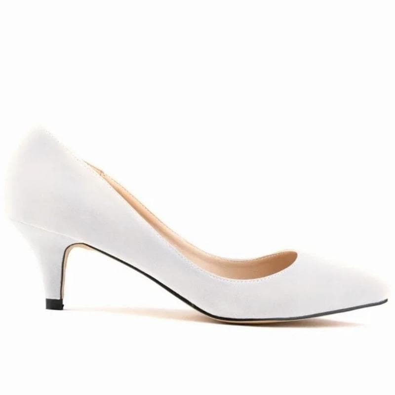 Spring and Autumn Women Shoes High Heels Solid Color Breathable Non Slip Sole Latex Insole Work Wedding Shoes shoe 41 white