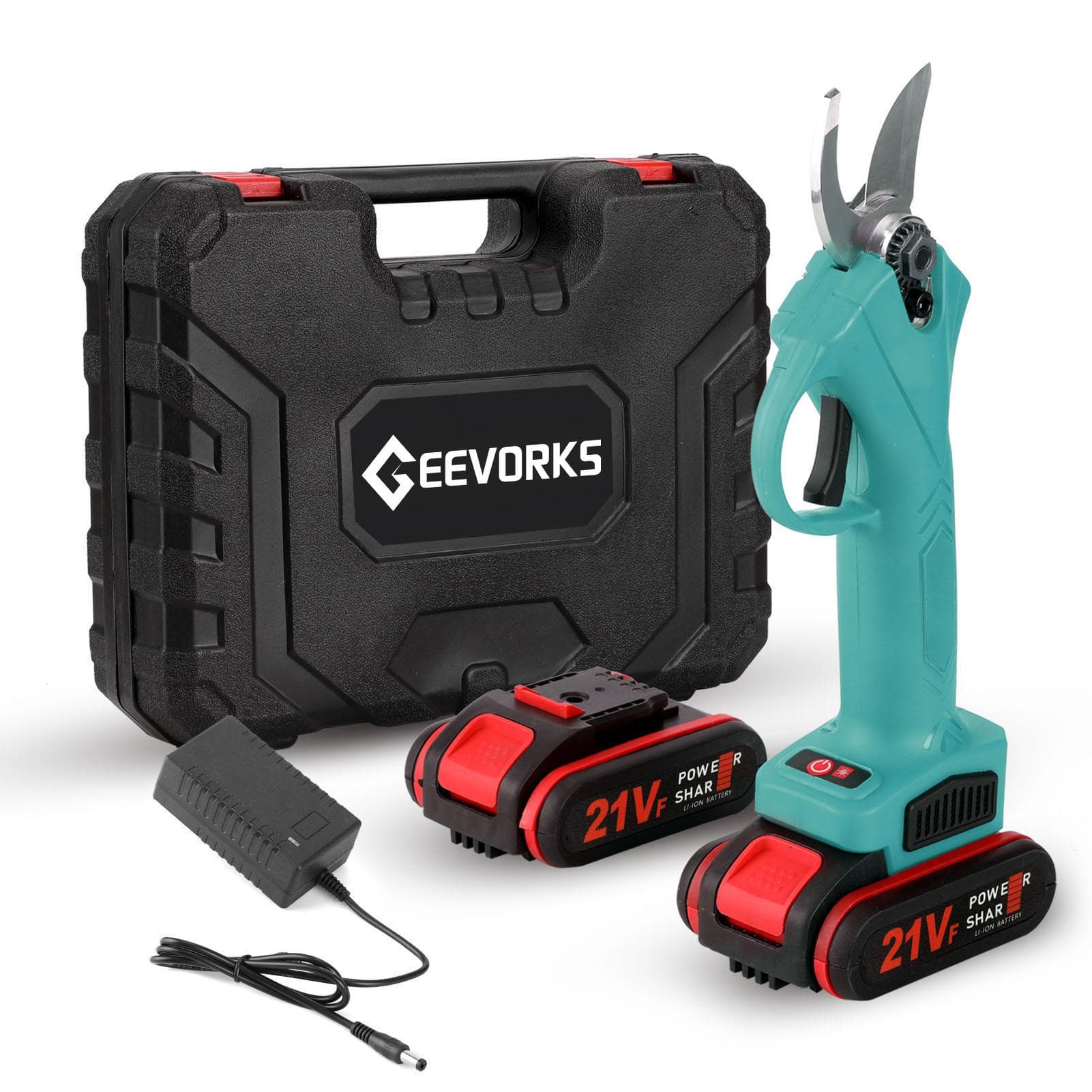 21V Cordless Electric Pruner Pruning Shear Efficient Fruit Tree Bonsai Pruning Branches Cutter AU Plug blue