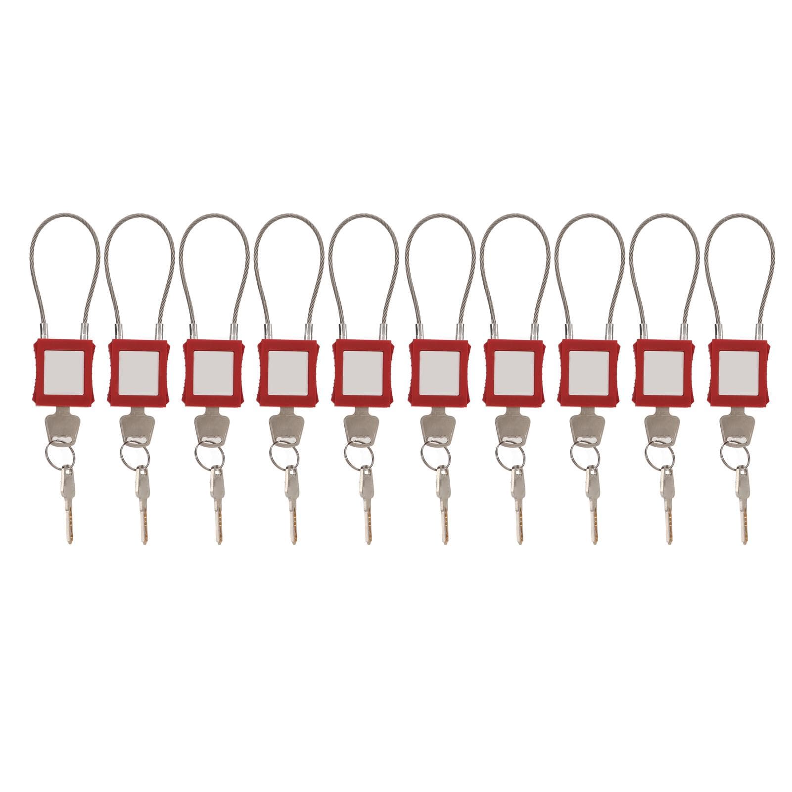 10 Sets Lockout Tagout Cable Lock with Key Stainless Steel Electrical Padlock for Equipment