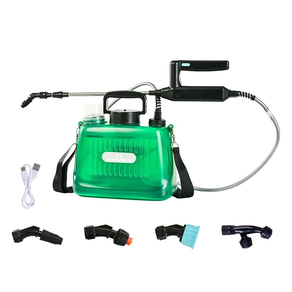 Shoulder Type Electric Gardening Sprinkler Garden Plants Watering Device Flowers Spraying Machine 5L water bottle green